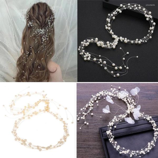 Copricapo Copricapo da sposa con perle per capelli Copricapo per le donne Matrimonio Lungo Vite Diademi Prom Pageant Accessori Corone Sposa