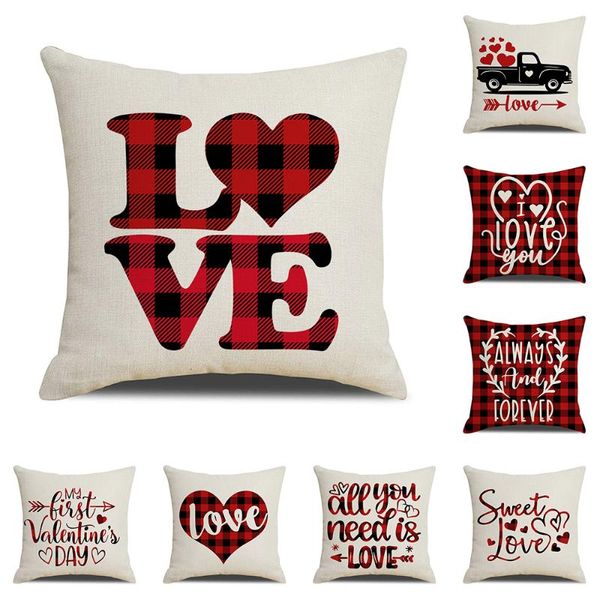 Cuscino/Custodia Decorativa per San Valentino Red Love Heart Copertura Decorativa Coppia Home Decor Office Sofa Throw 45x45cm/Dec