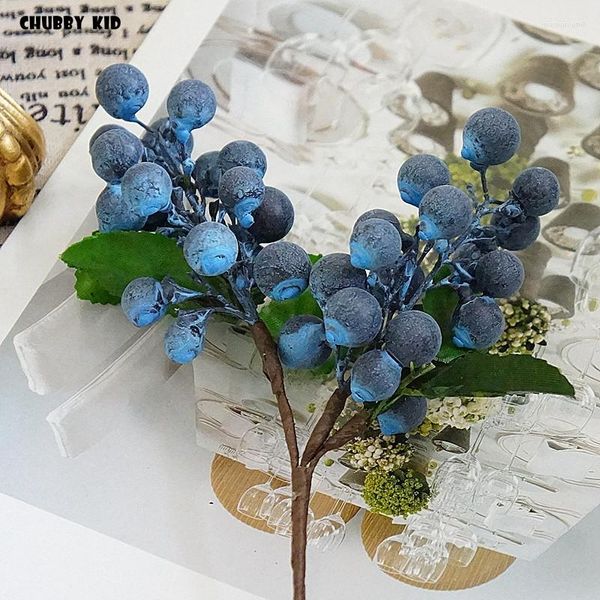Dekorative Blumen 20 Stück / Los! Großhandel mit künstlichen Beerenblumen, gefälschte blaue Fruchtpflanzendekoration für Zuhause, Hochzeit