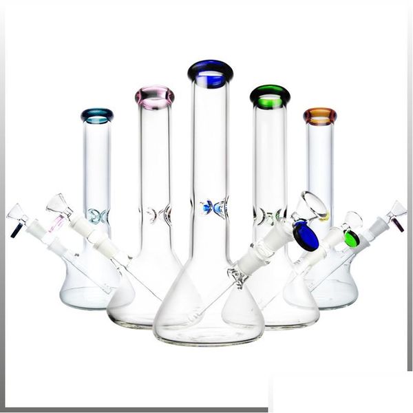 Rauchpfeifen Neues Design Bongs Glas Wasser Wasserpfeifen Pyrex Colorf Lips 14mm Joint Beaker Bong Bohrinseln Sand Höhlenforschung mit Quarz Banger Dhuh8