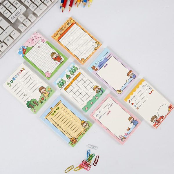 Blocco note Kawaii 50 fogli/set Note di messaggi Decorativo Blocco note carino Elenco di controllo delle note Forniture per ufficio di cancelleria 02231