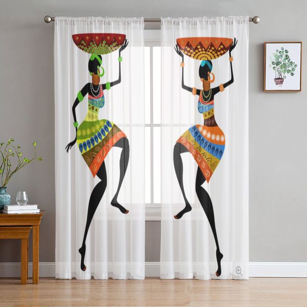 Cortinas puras mulheres africanas para sala de estar quarto tule tule cozinha tratamentos de janela painel cortinas 230320