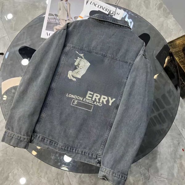 Männer Frauen Denim Jacke Warhorse Druck Baseball Wear Designerjacken Fashion Vintage Colting Mens Cardigan Jeans Mantel 4xl