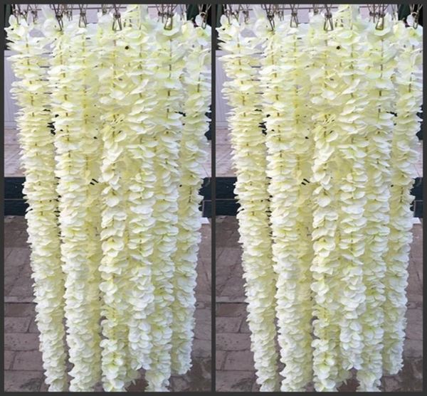 Flores decorativas grinaldas elegantes 1 m Cada cordão White Wedding Supplies Orchids Flower Vine Fashion Wisteria Garland for Party Garden De