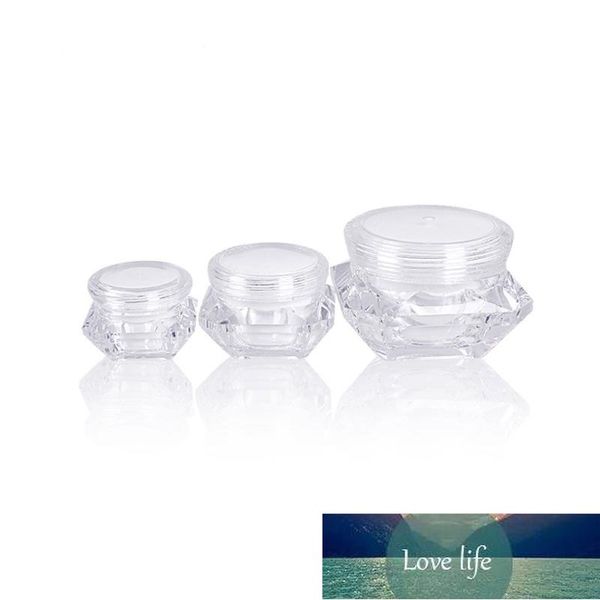 Klasik doldurulabilir boş kozmetik şişe 5g 10g 15g beyaz plastik krem ​​kavanoz elmas örneği kozmetik ambalaj kabı
