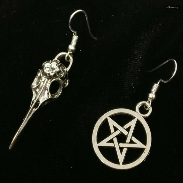 Dangle Küpeler Gotik Supernatural Pentagram Küpe Vintage Asimetri İskelet El Punk Kuş Baş Damla Hook Kadın Mücevher Hediye