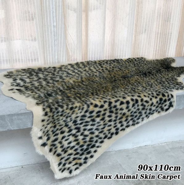 Tappeto Tappeto con stampa leopardata Finta pelle di vacchetta Stampata con animali Area pelosa per l'arredamento del soggiorno 90x110 cm 230320