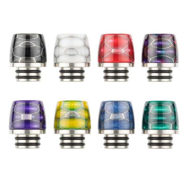 Epoxidharz Rainbow SS Drip Tips Kit Set Wide Bore 810 510 Thread Snake Skin Grid Mushrooms Mouthpiece Mixed Color