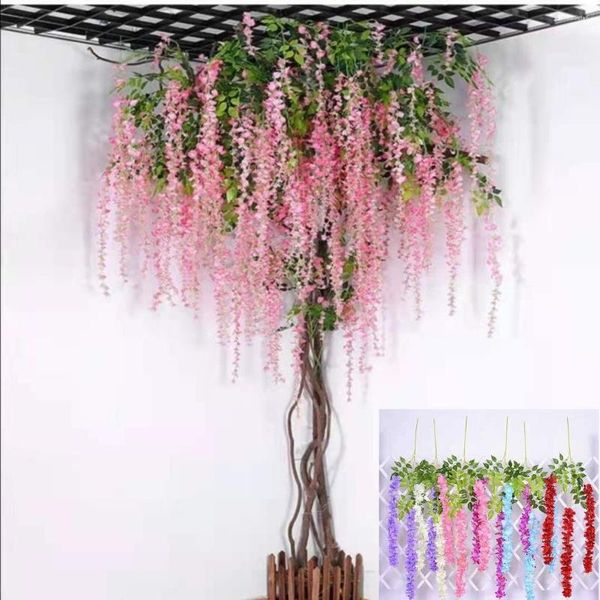 Flores decorativas 12pcartificial Wisteria Simulation Filigree Garland Arch Decoração de casamento Home Garden Holding Plant Wall Wall