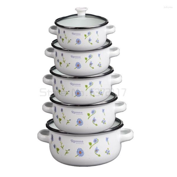 Schalen Emaille Cooking Casserol Set Suppe Topf Kleine Orchideen Eintopf Kombination