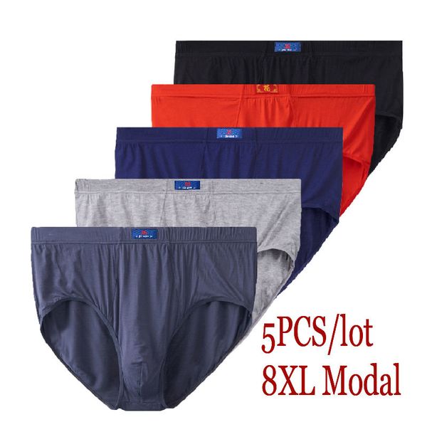 Mutande 8XL-XL 5Pcs Modal Plus Size Oversize Intimo uomo Slip Uomo Slip Uomo Pantaloncini Intimo Uomo Intimo Comfort Intimo maschile 230320