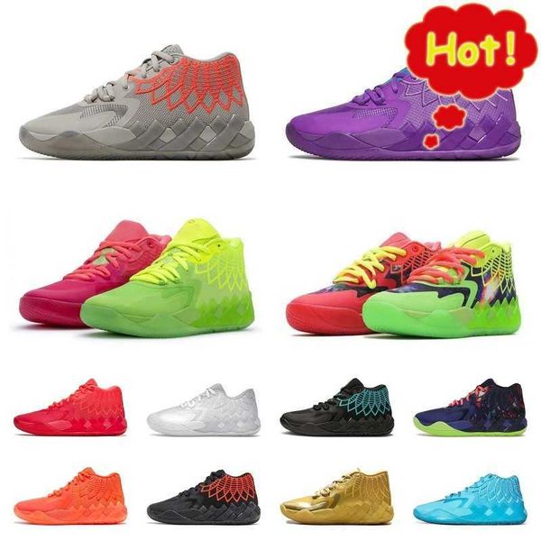 Abito NUOVO Lamelo Ball 1 MB01 Scarpe da basket Sneaker Nero Bianco Sier Blast Buzz LO UFO Not From Here Queen City Rick e Morty Rock