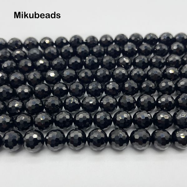 Boncuklu Kolyeler Doğal Siyah Spinel 8mm Yuvarlak Yuvarlak Boncuklar Shinny Stone Mücevher Yapımı Diy Bilezik Ücretsiz Gönderi 38cm 230320