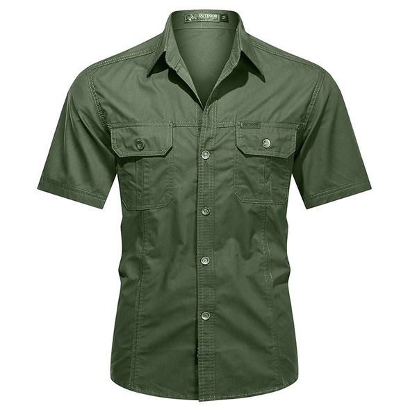 Erkekler Sıradan Gömlek Yaz Denim Kısa Kollu Erkek Gömlek% 100 Pamuk Ordu Askeri Sıradan Gömlek Açık Yürüyüş Balıkçılık Giysileri Artı 230320