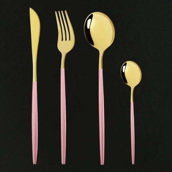 Conjuntos de utensílios de jantar conjunto de talheres de ouro rosa de 8set Facas de aço inoxidável Forks Cafeta de capa de capa de talheres de cozinha de mesa de mesa