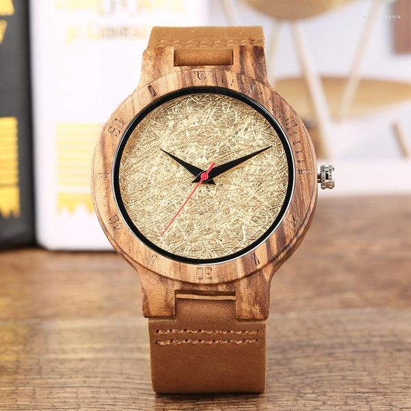 Orologi da polso Moda Orologio da uomo in legno Filo d'oro Glitter Design Quadrante Orologio da uomo Uomo low-key Top Luxury Natural For Teenager