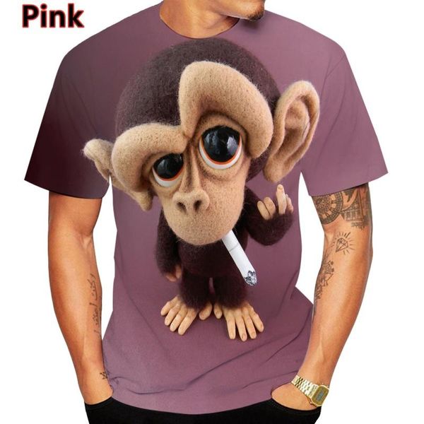 T-shirt da uomo Divertente Scimmia T-shirt con stampa 3D Simpatico cartone animato Street Summer Casual Girocollo Taglia XS-5XL