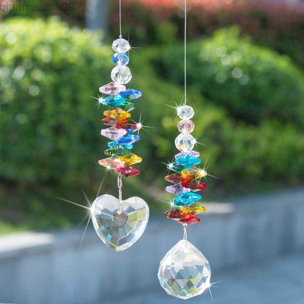 Decorações de jardim H D Conjunto de 2 Crystal SunCatchers Rainbow Manor Chakra Prisms pendurados Janela pendente Sun Catcher para presente de decoração de jardim AA230320