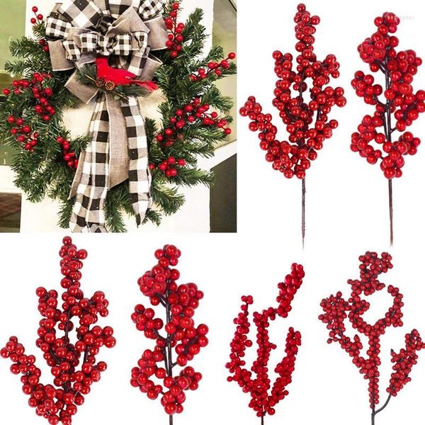 Dekoratif Çiçekler 10 Paket Yapay Berry Christmas Tree Wedding Tatil Kış Dekoru için Holly Berries Şubeleri