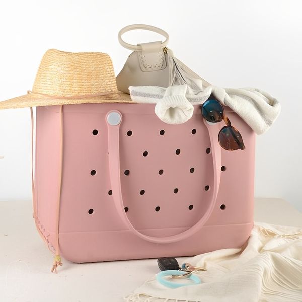 Grande bolsa de praia verão EVA cesta feminina de borracha piquenique praia sacola com bolsa à prova d'água bolsa de compras bolsa de ombro