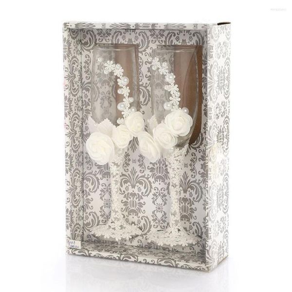 Bicchieri da vino 2 pezzi/set Matrimonio Champagne Sposa Sposo Tostatura Bicchiere con cuore inciso Regalo