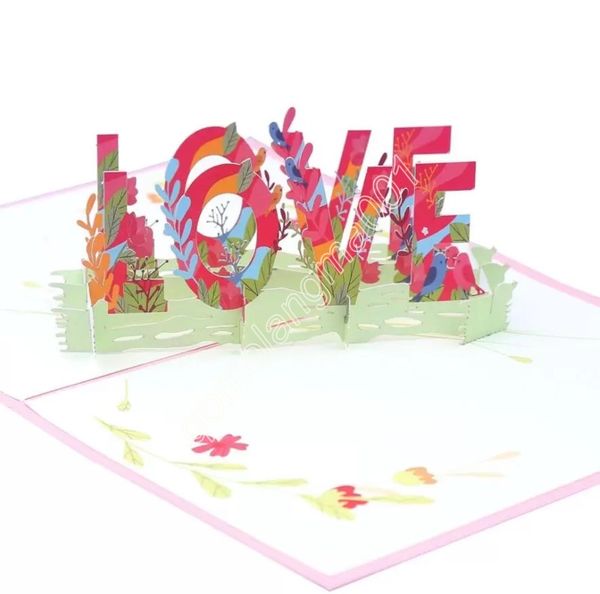 10 adet el yapımı Kirigami Origami Love 3D Tebrik Kartları Davet Kart Noel Düğün Doğum Günü Partisi Hediye