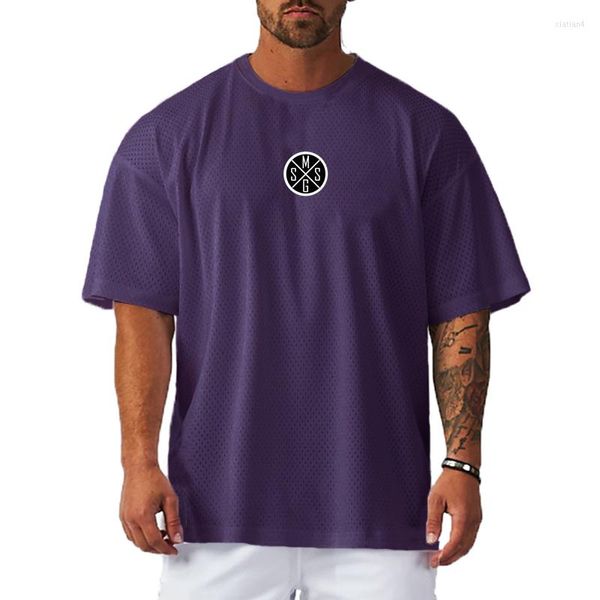 Мужские рубашки Mens Mens Brand Негабаритная мода повседневная быстрая спортивная футболка сетчатая фитнес