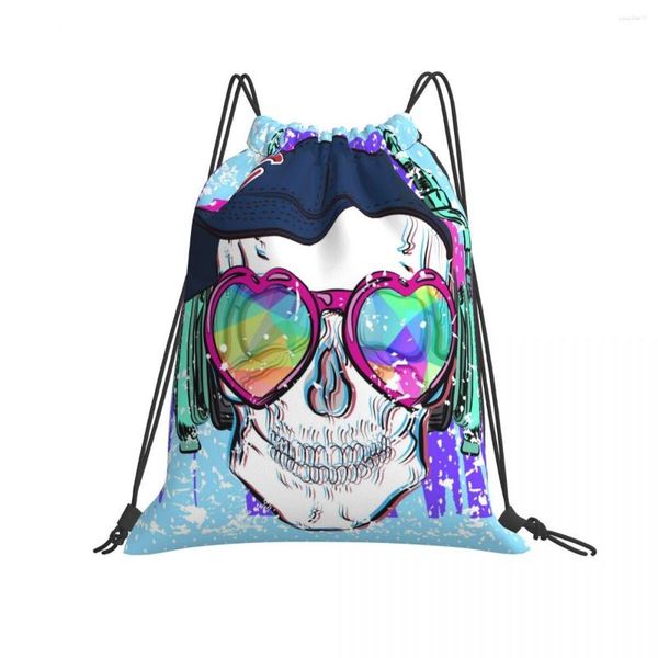 Alışveriş çantaları spor çantası seyahat çizme kafatası kulaklıklar şapka aşk kalp gözlükleri açık spor sırt çantası yüzme fitness eğitimi için