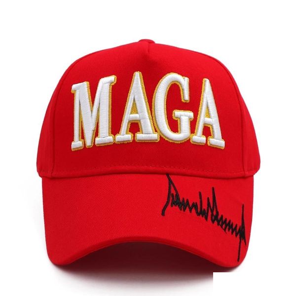 Chapéus de festa Novo Donald Trump 2024 Hat dos EUA Bandeira Baseball Caps Maga Signature Snapback Presidente Cap 3D Bordery Drop Delivery Home G Dhqiy