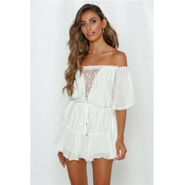 Tute da donna Pagliaccetti Donna Estate Off-spalla Holiday Sweet Playsuit Lace-up Ladies Beach Style Tuta Fashion High Street Plasuit