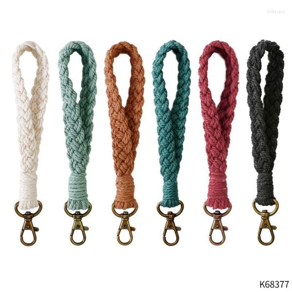 Клавки Macrame Ручная плетеная клетчатая кешлета для ключей к ключам Lanyard Key Frist Strap Lobster Claw Boho Ring