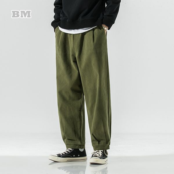 Pantaloni da uomo stile cinese moda taglie forti pantaloni harem maschio giapponese harajuku verde militare pantaloni dritti casual abbigliamento uomo 230320