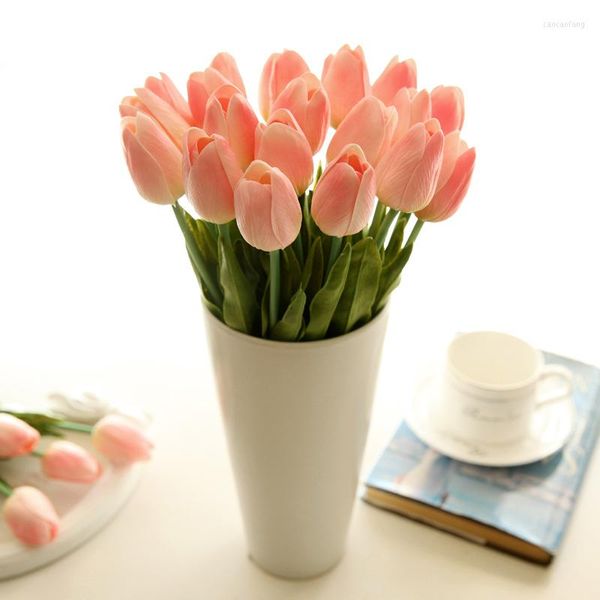Dekorative Blumen, 12 Stück, Mini-Tulpen, fühlen sich echt an, künstliche Blumen, Großhandel, Hochzeit, Zuhause