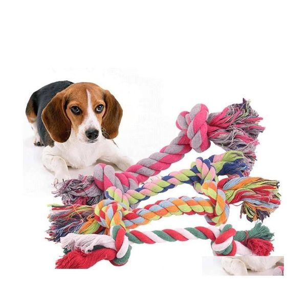 Giocattoli per cani Mastica Animali domestici Nodo di cotone Colorf Durevole Corda di osso intrecciato Forniture di alta qualità 18Cm Cani divertenti Giocattolo per gatti Wll5 Drop Delivery Dhhta