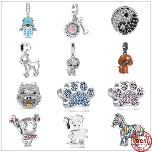 Pedras preciosas moda de moda Poodle sika cervo diy fino fit pingente charme prata 925 pulseira original para mulheres de jóias