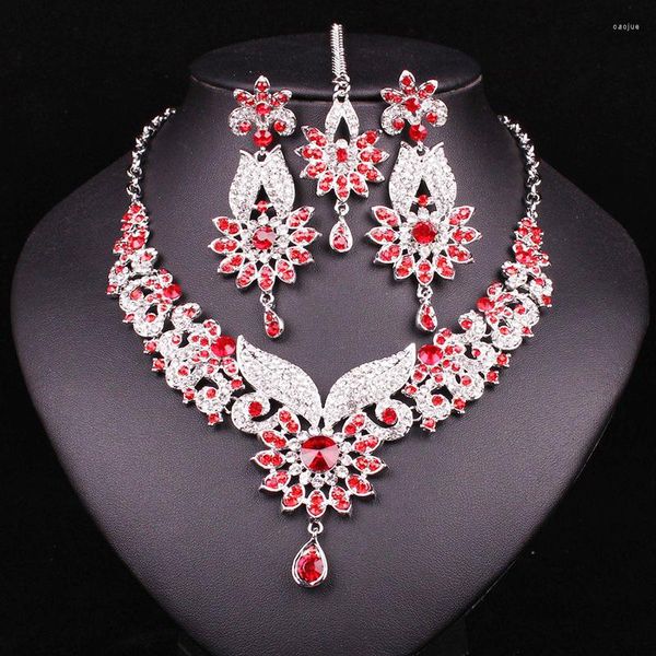 Brincos de colar Set moda estilo cristal strass em prata jóias de noiva Bridal Gift Women Women