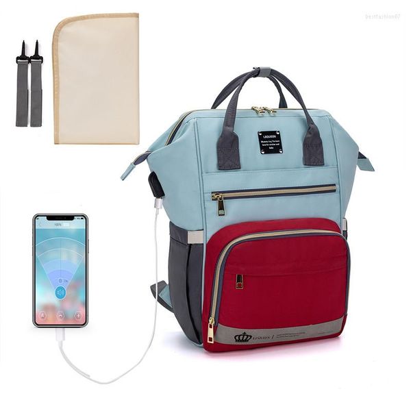 Borse da scuola LEQUEEN Borsa per pannolini Cura del bambino Mummia Maternità Passeggino bagnato Impermeabile Allattamento in gravidanza Grande zaino mamma USB