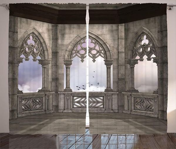 Занавес готическая шторы средневековое каменное балкон графическое дизайн мистический средний возраст история гостиная