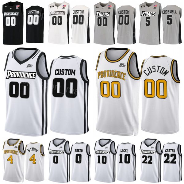 College Basketball Providence Friars Jersey 23 Bryce Hopkins 5 Ed Croswell 22 Devin Carter 10 Noah Locke 4 Jared Bynum 0 Alyn Breed University All Stitched Team NCAA