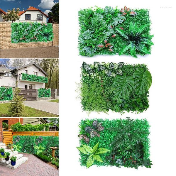 Fiori decorativi Foglia artificiale Siepe Piante Pannello da parete in erba Protezione UV Privacy Decorazione recinzione verde per interni ed esterni