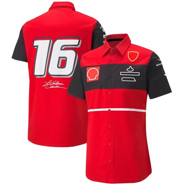 Camisetas masculinas 2023 Novo camisa F1 Formula 1 Red Team Polo Polo Racing Driver Signature T-shirt Mesma