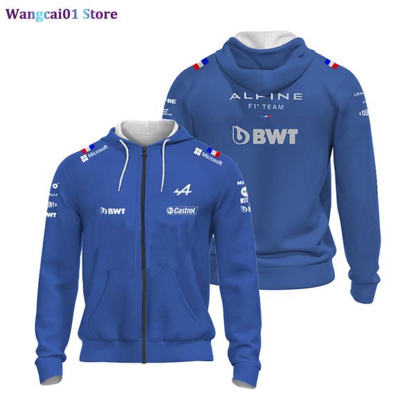 T-shirt da uomo 2022 Formula One Alpine F1 Team Maglia ufficiale da gara motoristica più venduta Blu 2022 Abbigliamento di alta qualità Felpa con cappuccio 0320H23