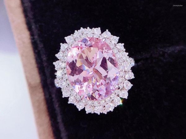Ringos de cluster hjy jóias finas 18k ouro rosa natural beryl heliodor morganite 5.8ct pedras preciosas jóias para mulheres anel