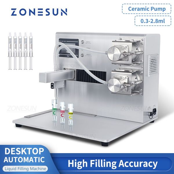 Zonesun 0,3-2.8ml Máquina de enchimento automática Bomba de êmbolo de cerâmica automática Máquina de enchimento de reagente pequeno reagente