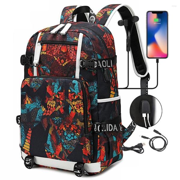 Backpack Boys Girls Kids School Tasche Frauen USB Laptop Leinwand Männer Dabelsack Packsack Bookbag großer Kapazität Reise