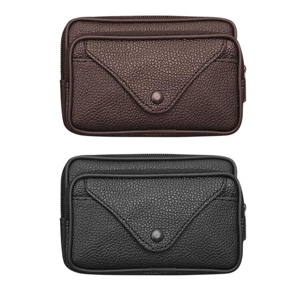 Marsupi Moda Uomo PU Pelle Fanny Marsupio Borsa per cellulare Tasca per marsupio Porta biglietti da visita