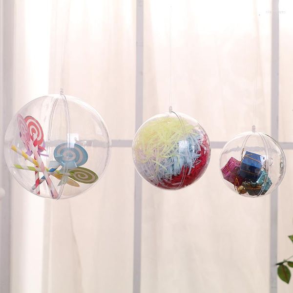 Decoração de decoração de Natal Bola transparente Ornamento de plástico transparente Caixa atual 3cm 4cm 5cm 6cm 7cm 8cm 10cm 12cm 14cm 16cm