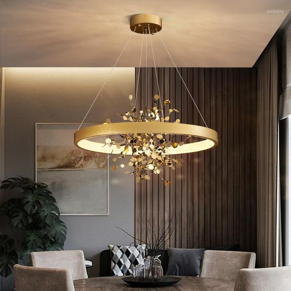 Pendelleuchten, moderne Ring-LED-Leuchten aus Edelstahl für Esszimmer, Wohnzimmer, Mitteltisch, Küche, kreative Heimdekoration, Hängeleuchte