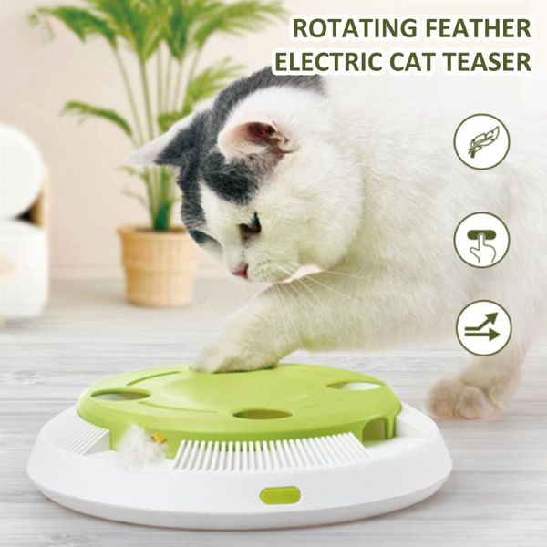 Toys de gato elétrico interativo placa de brinquedo redonda de suporte não deslizante Durável Spring Spring Feather Energy Saving Trofing