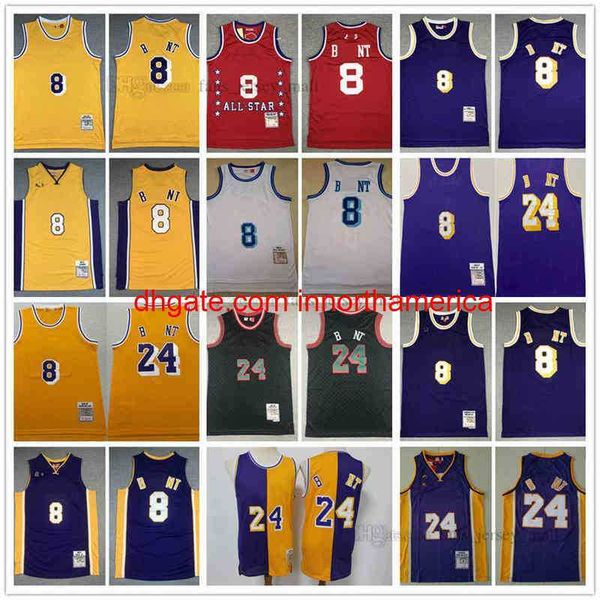 Maglia da basket retrò Black Mamba Men Vinatge All Stitched Team Color Giallo Viola Blu Bianco Rosso Beige Per gli appassionati di sport Traspirante